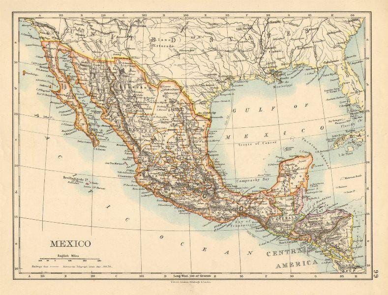 gamla Mexíkó kort