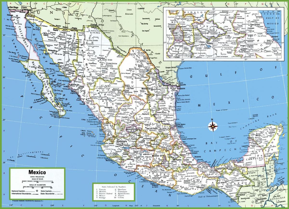 Mexíkó kort og borgir