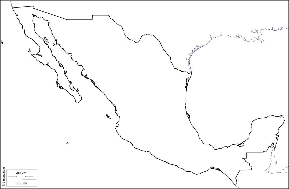 útlínur kort af Mexíkó