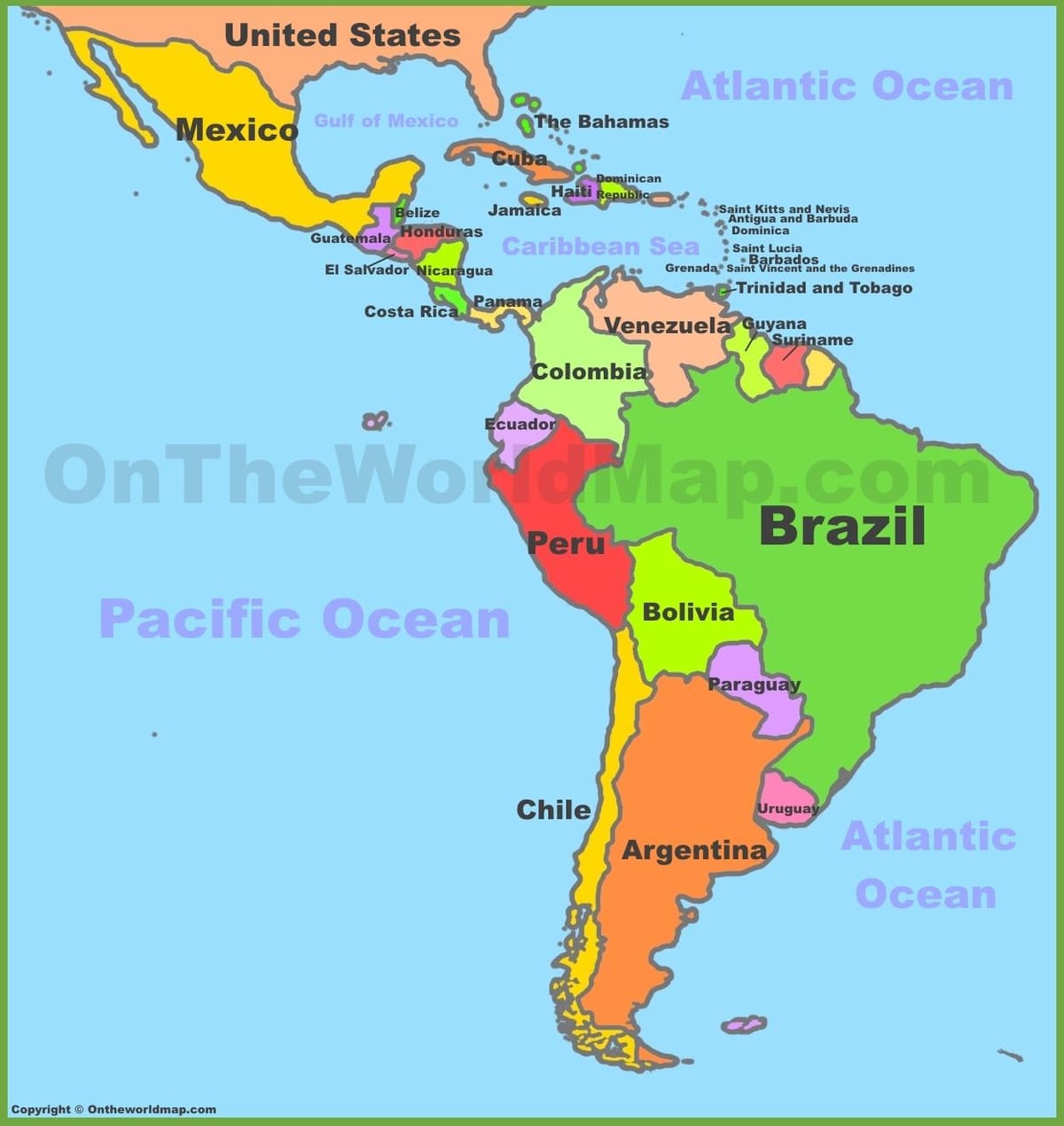 kort af Mexíkó suður-ameríku