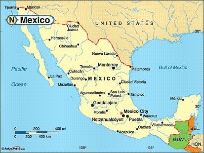 Mexíkó strandborgirnar kort