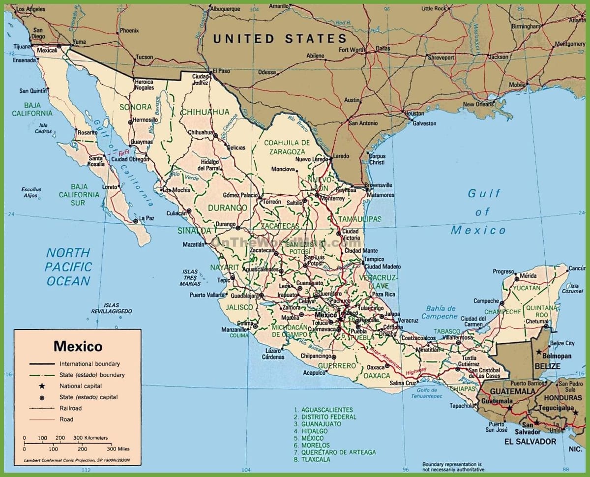 Mexíkó í kort