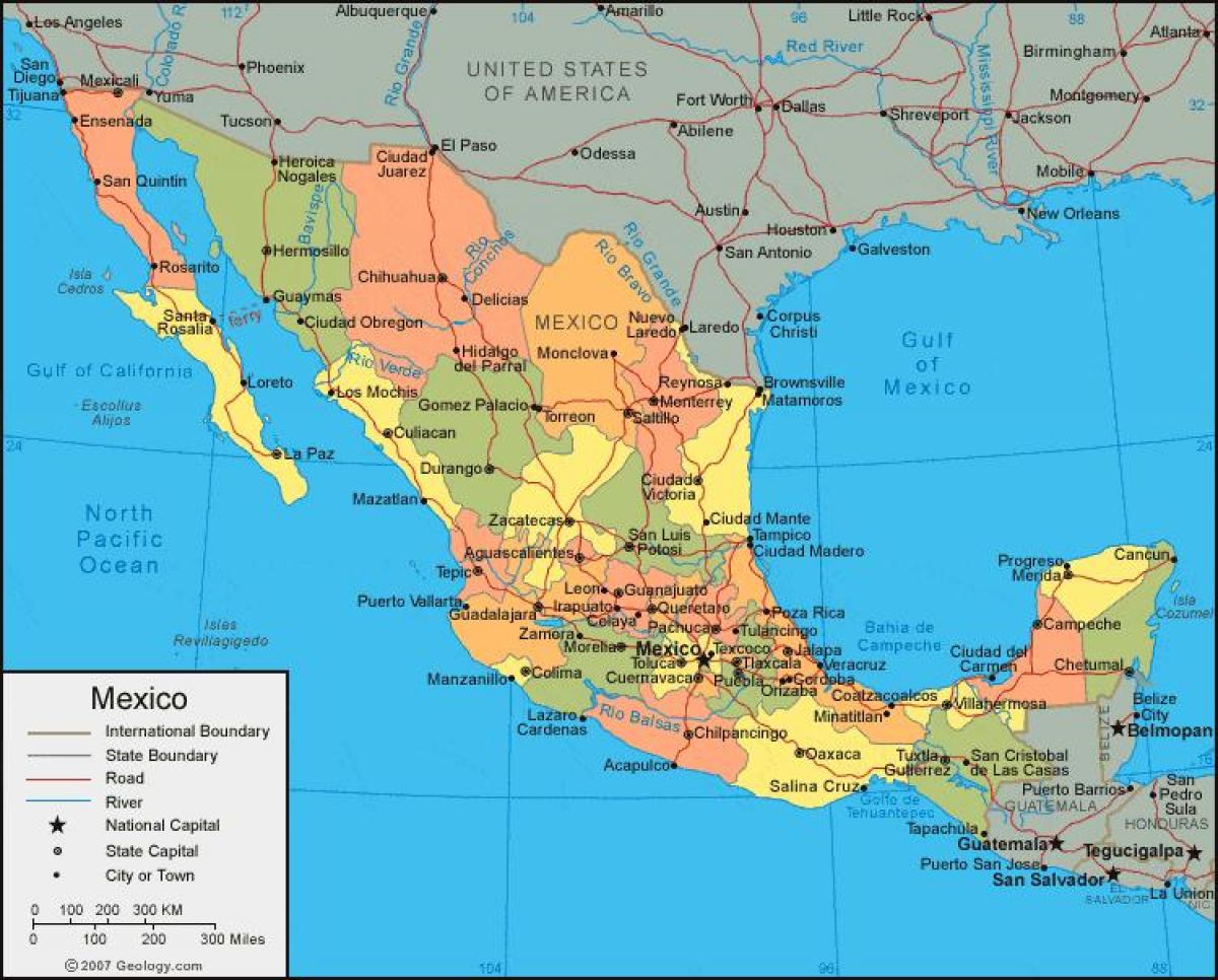 vestur Mexíkó kort