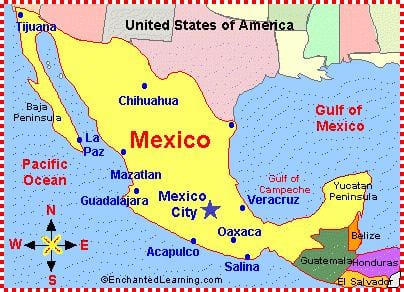 Kort af mexíkó