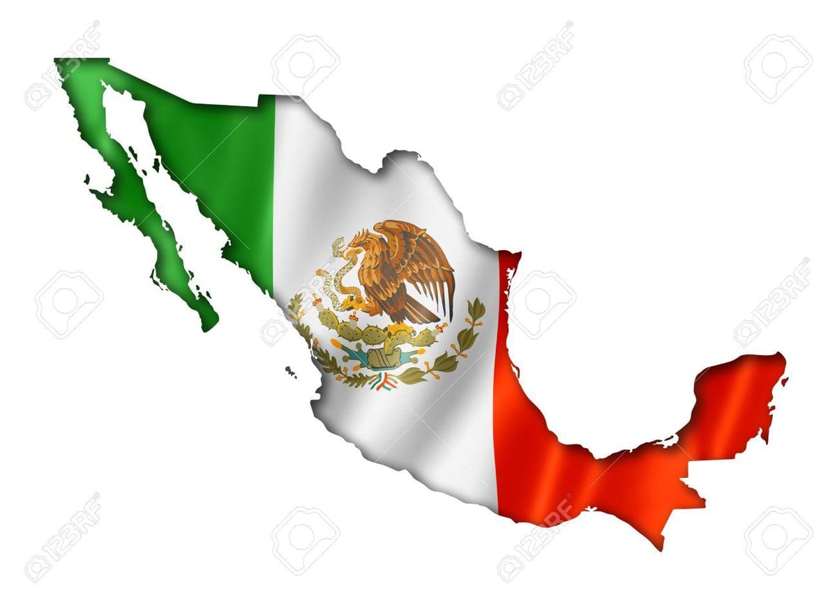 kort af Mexíkó fána