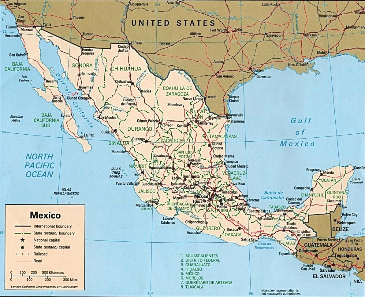 kort af Mexíkó grípa borgir