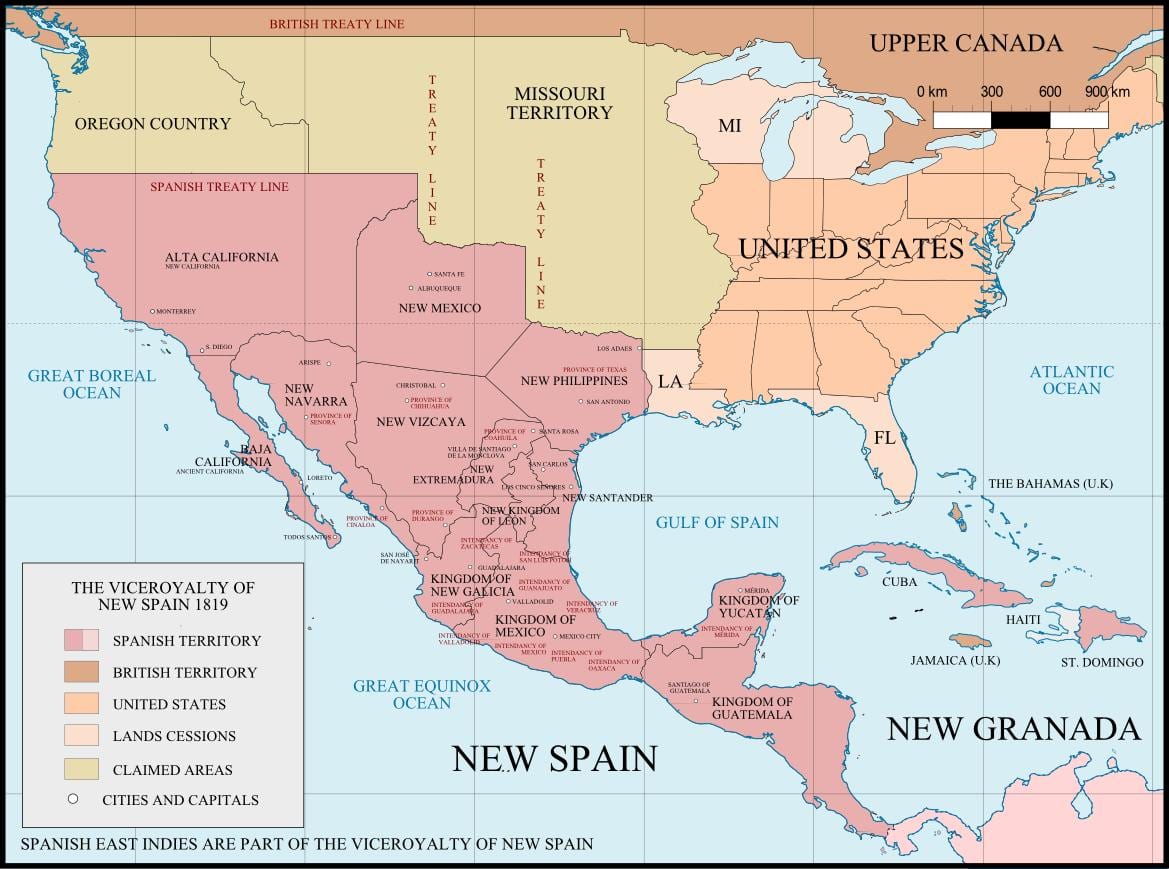 Mexíkó 1821 kort