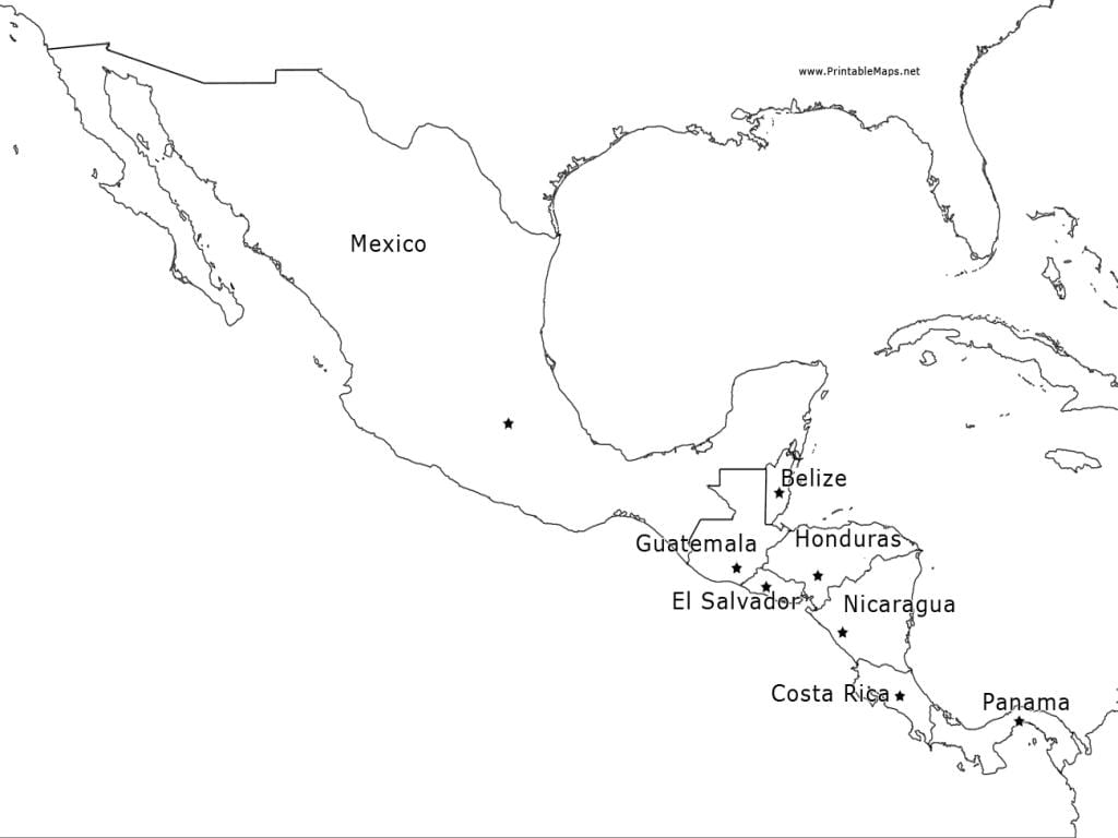 kort Mexíkó mið-ameríku