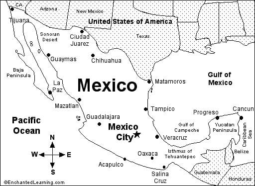 kort af Mexíkó skólum