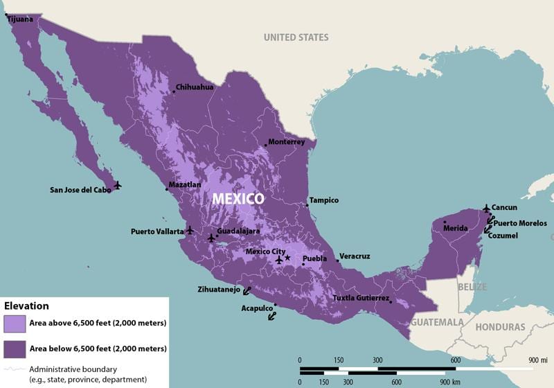 kort af Mexíkó zika