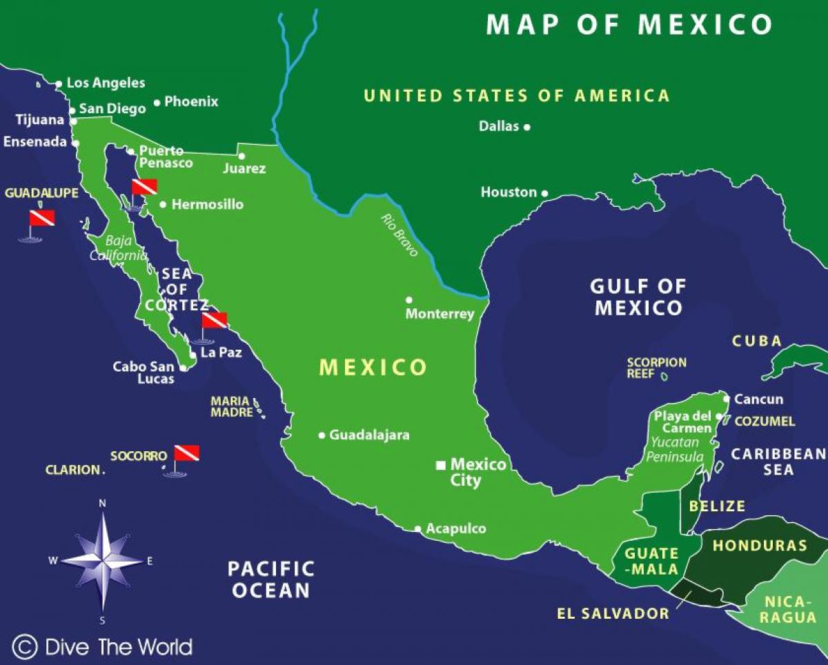 kort af Mexíkó eyjar