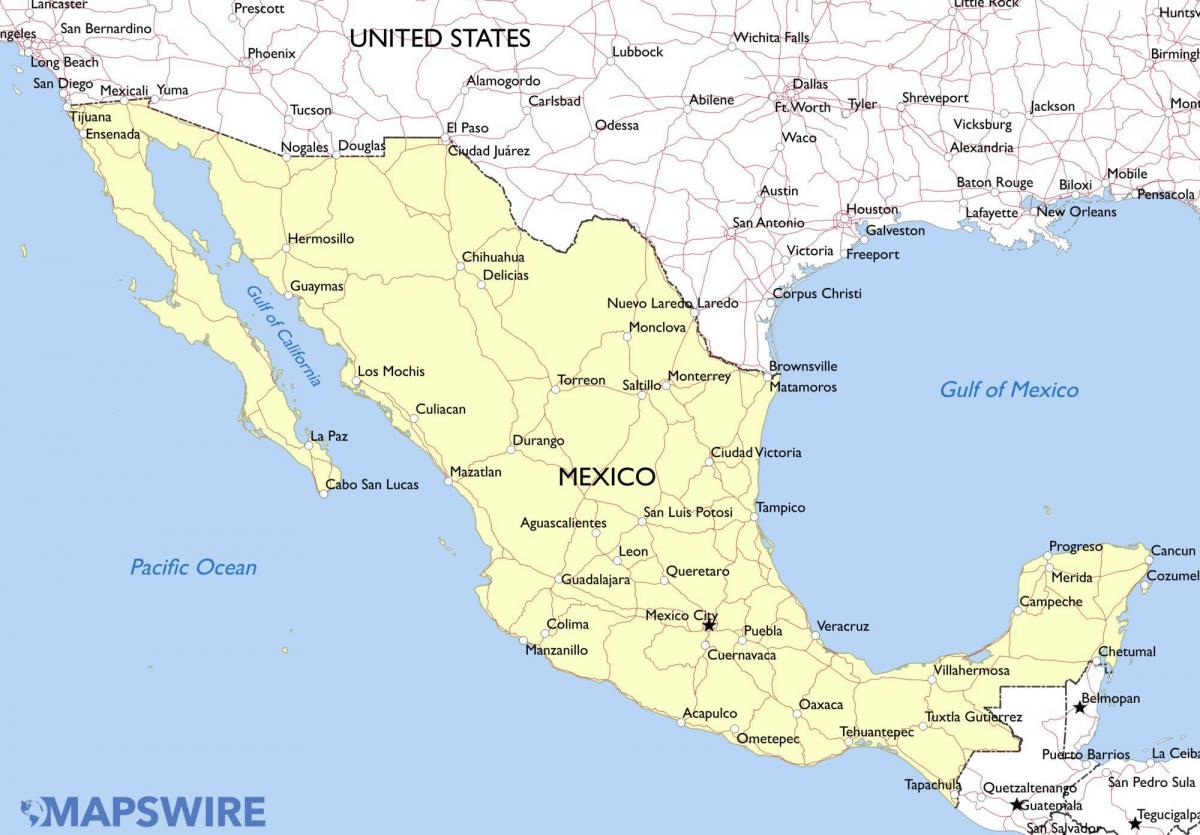 kort af Mexíkó eartquake