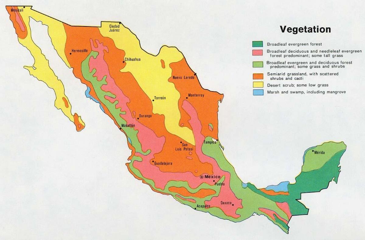 kort af Mexíkó natual ressources