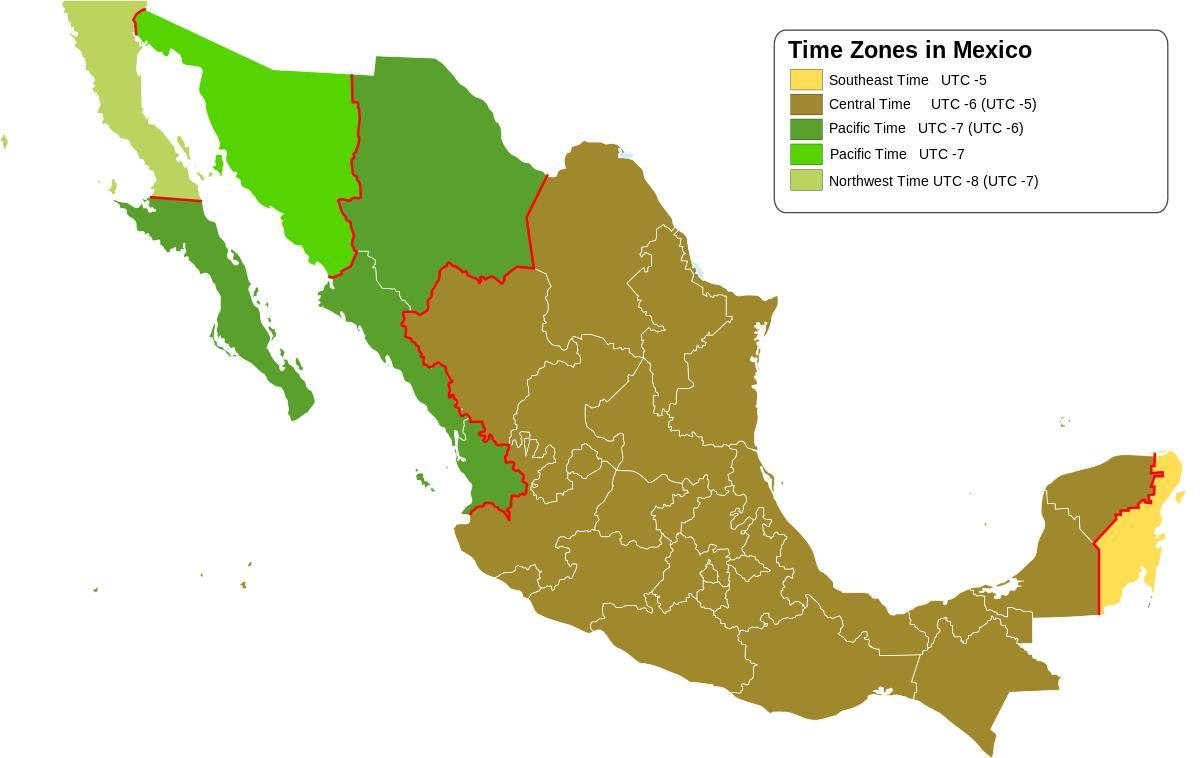 tímabelti kort Mexíkó