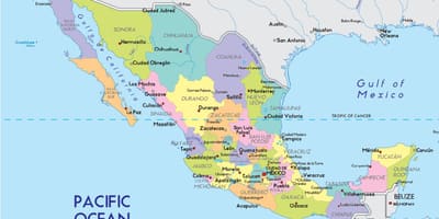 Kort af Mexíkó ríkjum