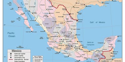 Mexíkó kort með stórar borgir