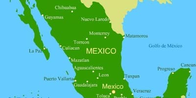 Kort af vesturströndinni Mexíkó