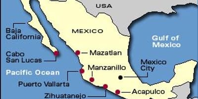 Kort af mexíkósku riviera