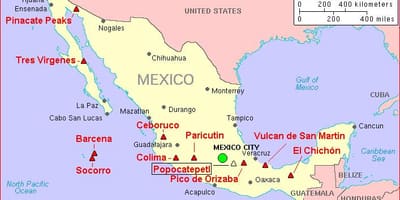 Kort af Mexíkó eldfjall