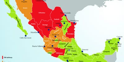 Mexíkó ferðast ráðgjöf kort
