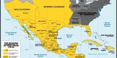 Kort af Mexíkó í 1800