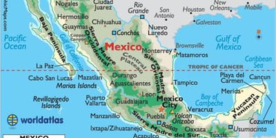 Mexíkó fjöll kort