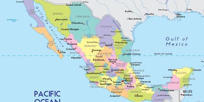 Kort af Mexíkó pólitískum