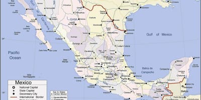 Kort af Mexíkó kyrrahafsströnd úrræði
