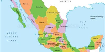 Pólitísk Mexíkó kort