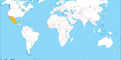 Mexíkó heiminum kort með staðsetningu