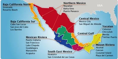 Kort af mexíkósku riviera